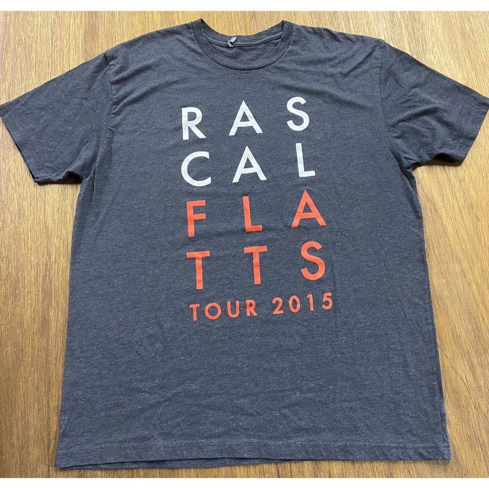 Rascal Flatts Grey Graphic Tee 2015 Tour Crew Neck Cotton Blend Large
